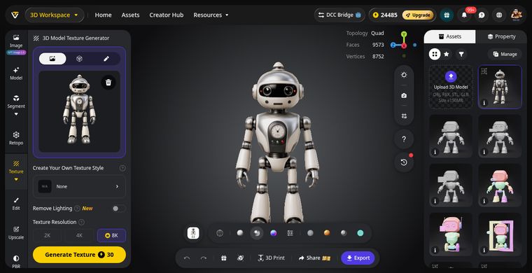 Reconstructed robot with baked texture
